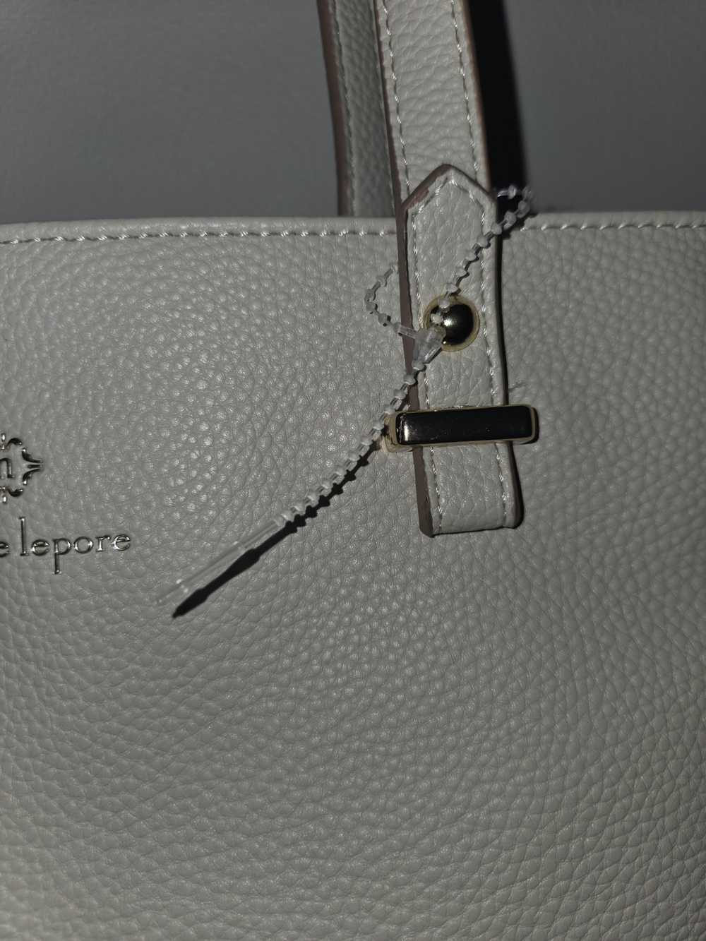 Nanette Lepore Cream Pebbled Leather Tote with Gold Hardware - Picture 3 of 8